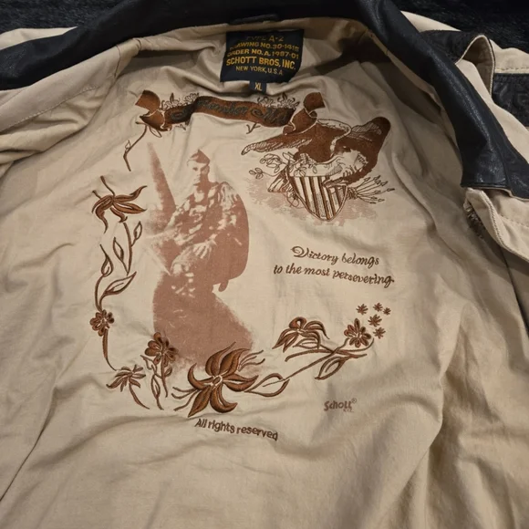 Schott Bros Jacket Type A-2 Military Style Bomber Flight Lambskin Canvas Jacket - Picture 8 of 10